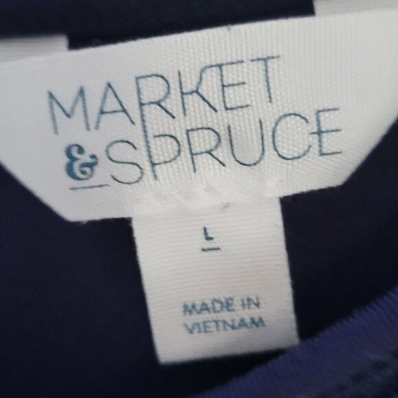 Market & Spruce Sz Large Blue Crochet Lace Lined Back Zip Short Sleeve Blouse - Picture 4 of 8